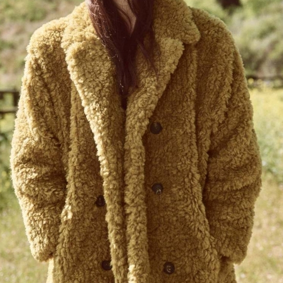 New The Great. Vintage Plush Coat - Harvest Gold NWOT Size 3 / Large - Picture 7 of 14
